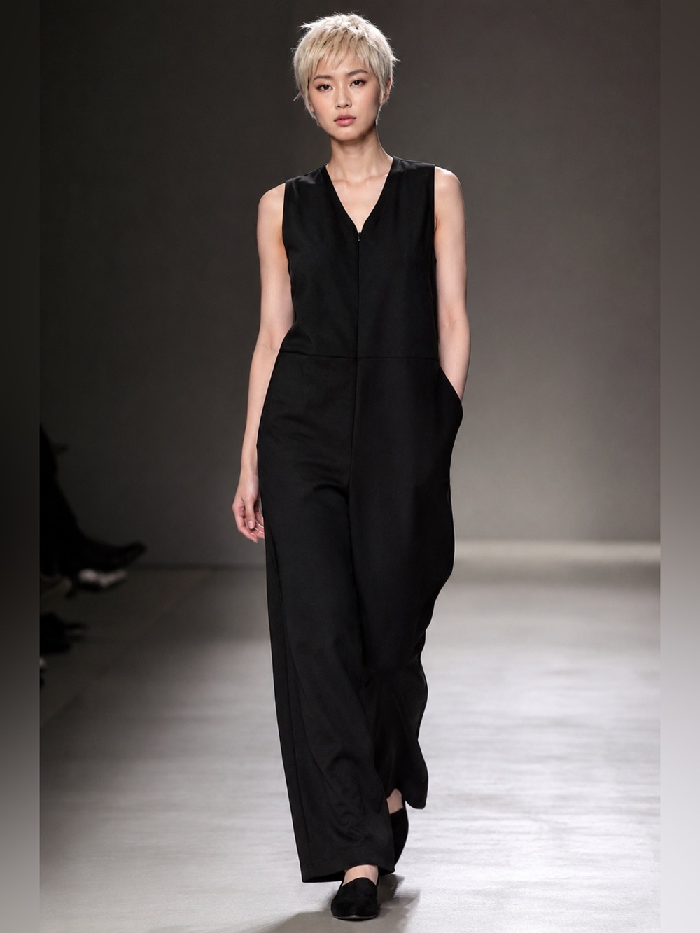 Eileen Fisher Flex Ponte V-Neck Wide Leg Ankle Jumpsuit Black - Size SP - NWT